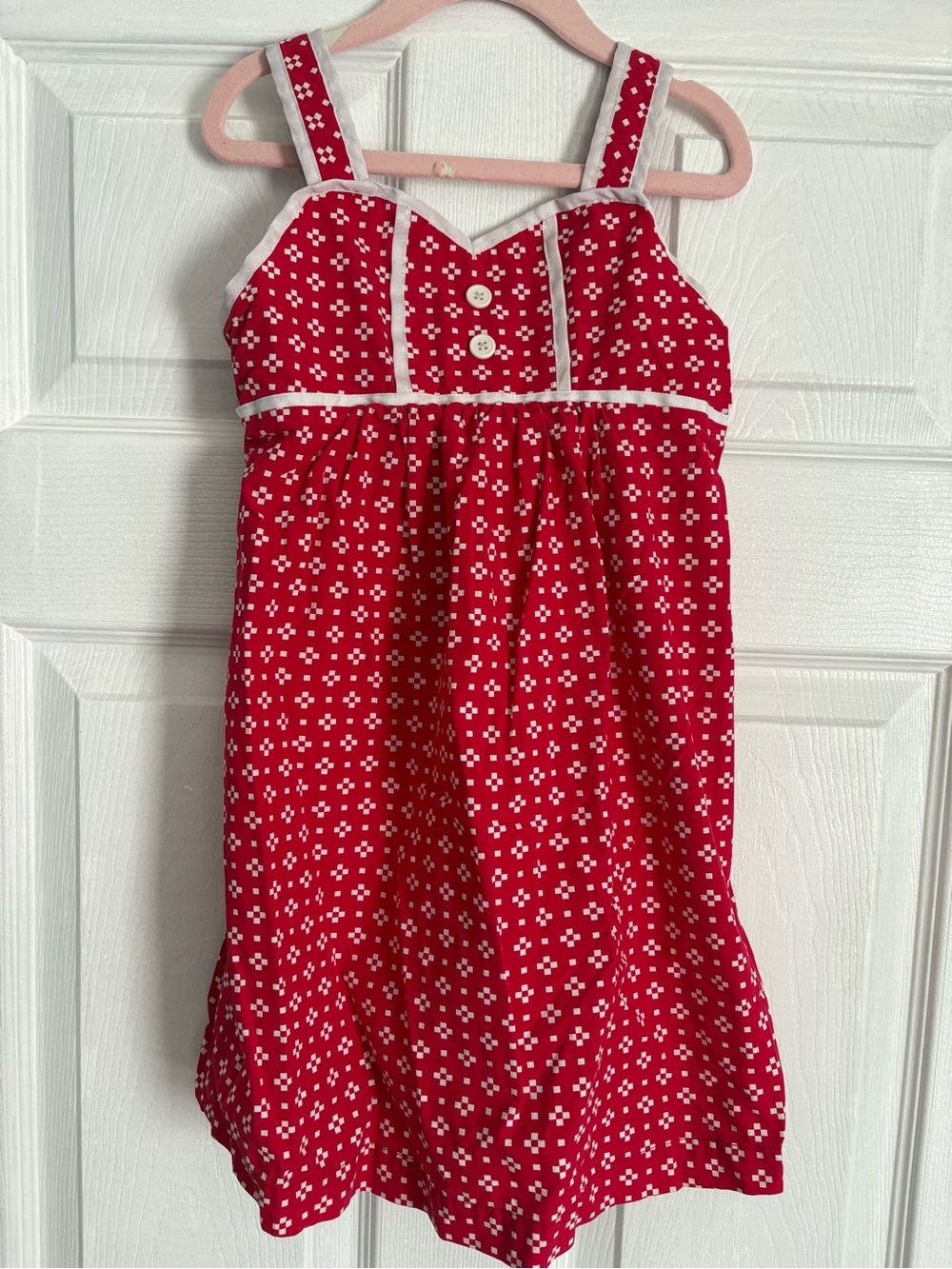 Hanna Andersson Red & White Geometric Print Cotton Sundress Size 110 / 5